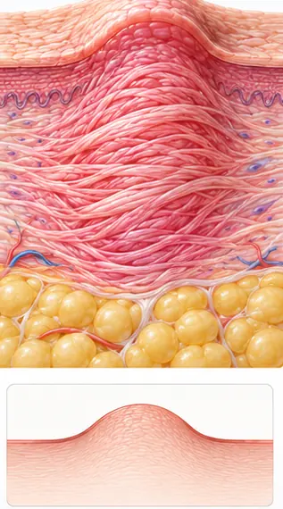 Cross-section of a hypertrophic scar