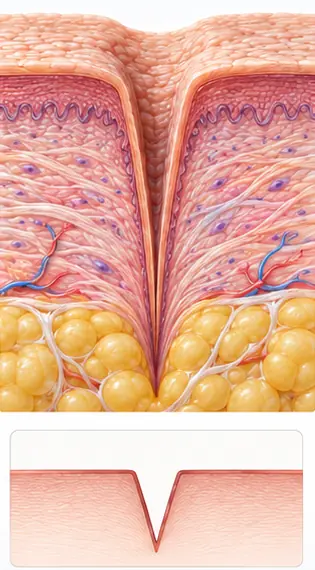 Cross-section of a ice pick scar